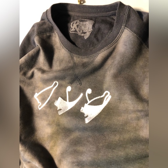 Raglan sleeve sweatshirt with Chrome Ancient Egyptian crowns sz Large Green Grey - Picture 10 of 16